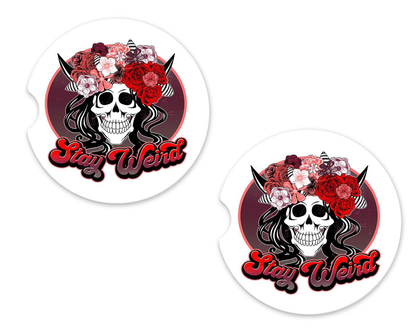 Set of 2 Stay Weird Sandstone Car Coasters