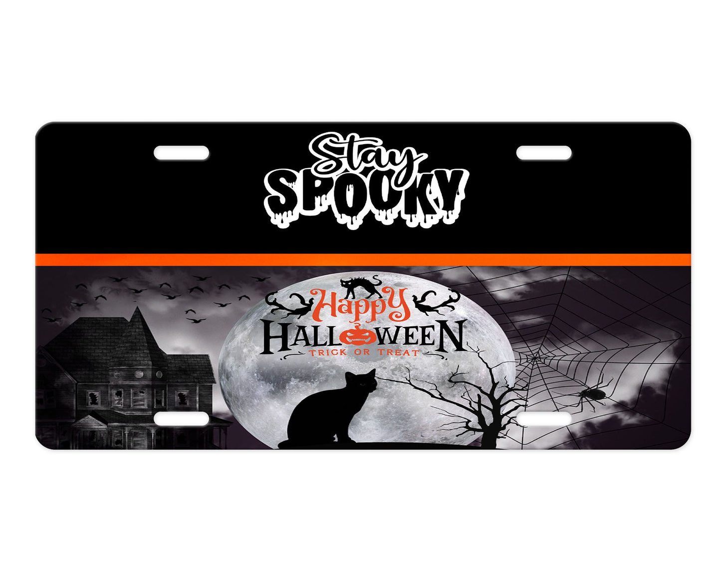 Placa de matrícula frontal de aluminio Stay Spooky Halloween