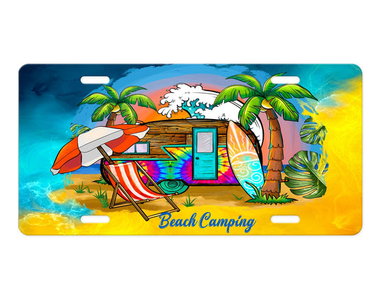 Beach Camping Aluminum Front License Plate