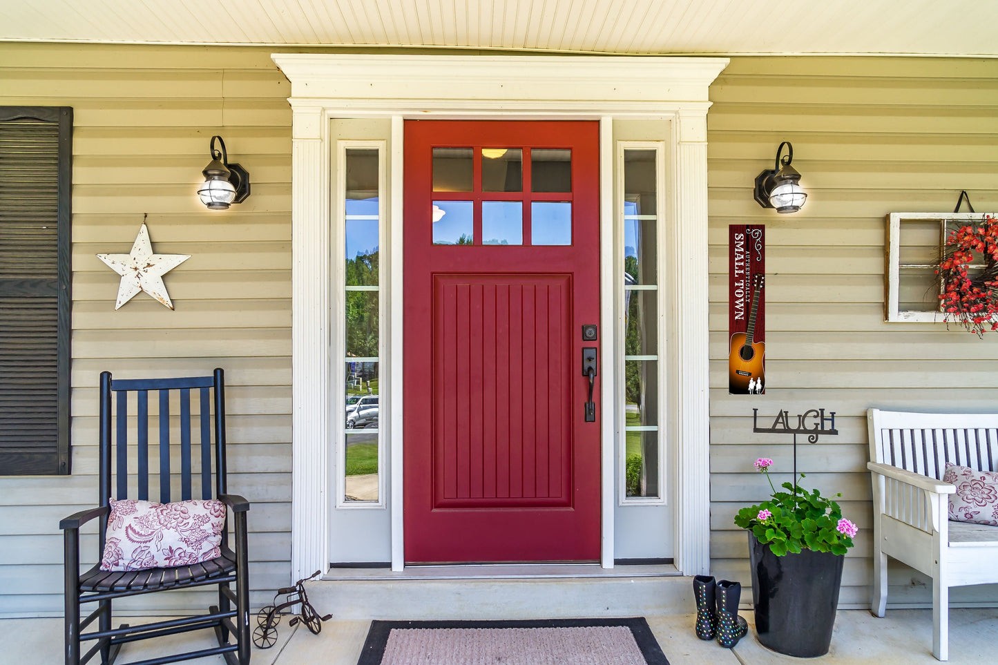 24 Inch (2 Foot Tall) Authentically Small Town Vertical Wood Print Sign