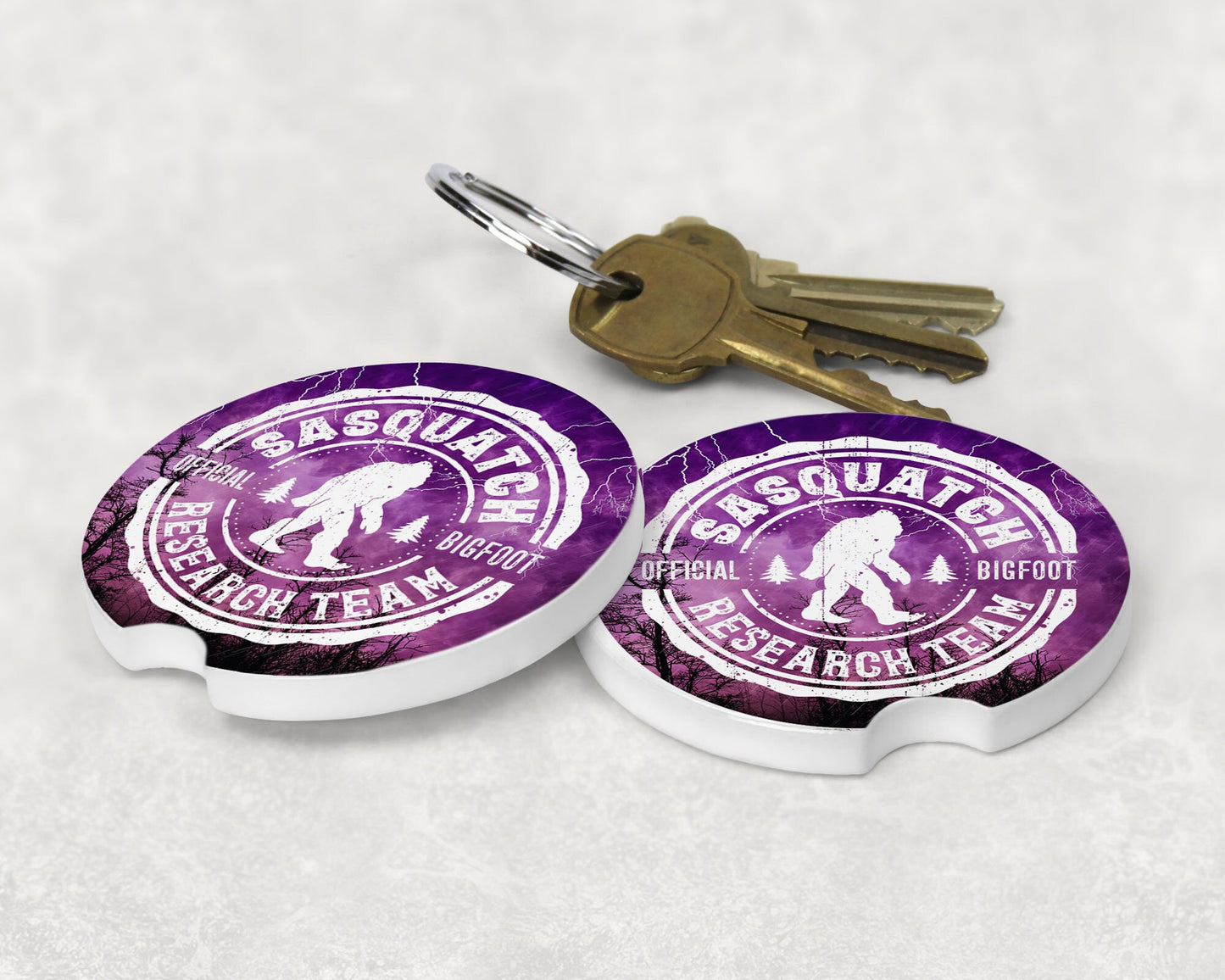 Sasquatch Research Team License Plate and Car Coaster Set