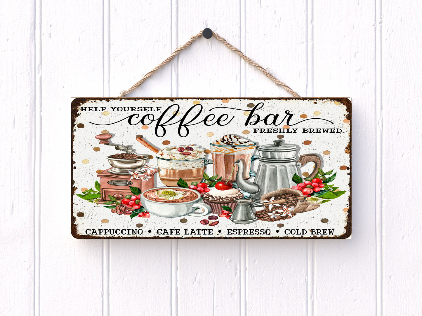Coffee Bar Printed Handmade Wood Sign
