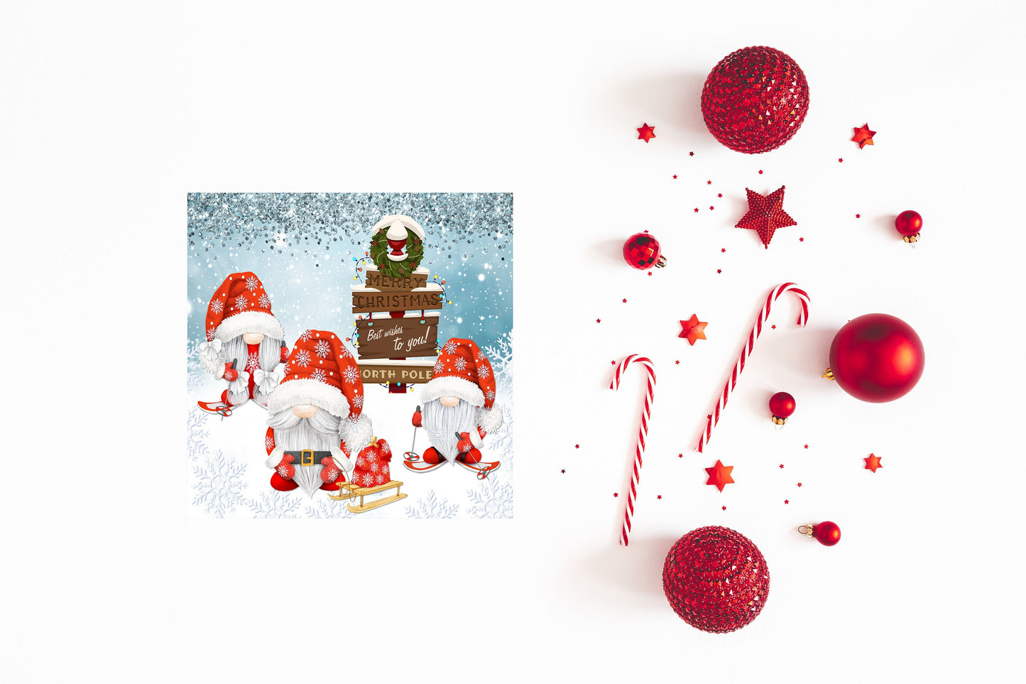 Winter Gnomes Printed Handmade Wood Christmas Ornament Mini Sign