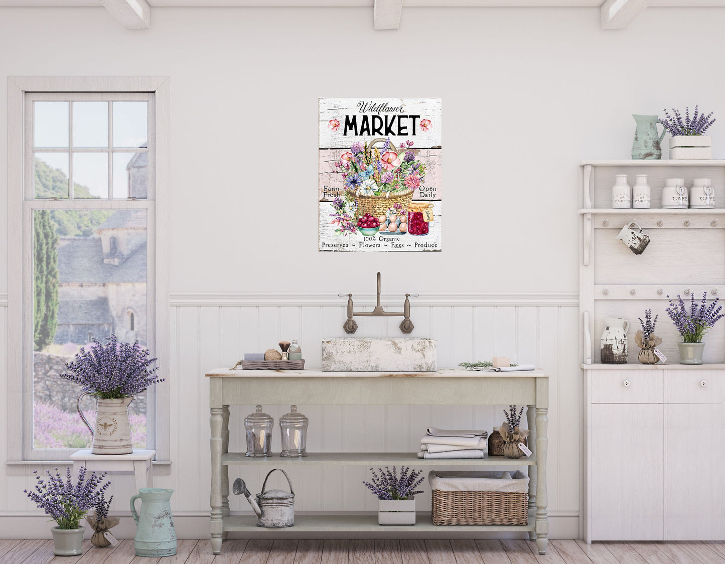 Impresión en lienzo para pared del mercado de flores silvestres, 16x20