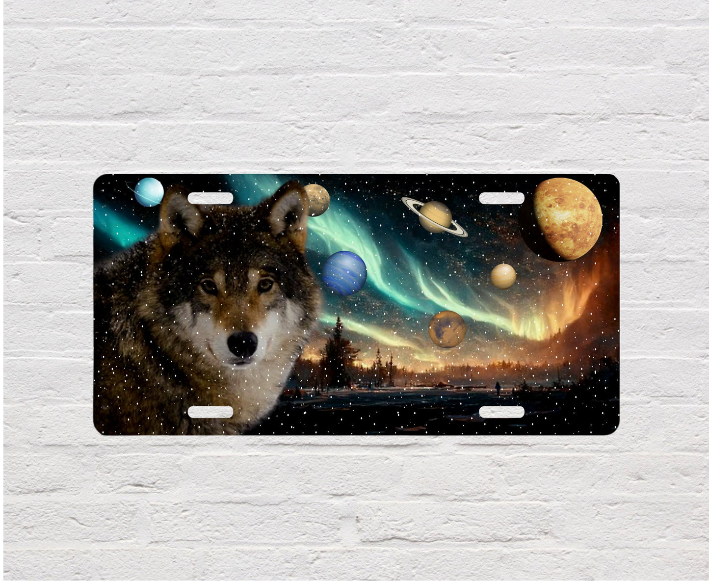 Wolf Planet Wildlife Aluminum Vanity License Plate
