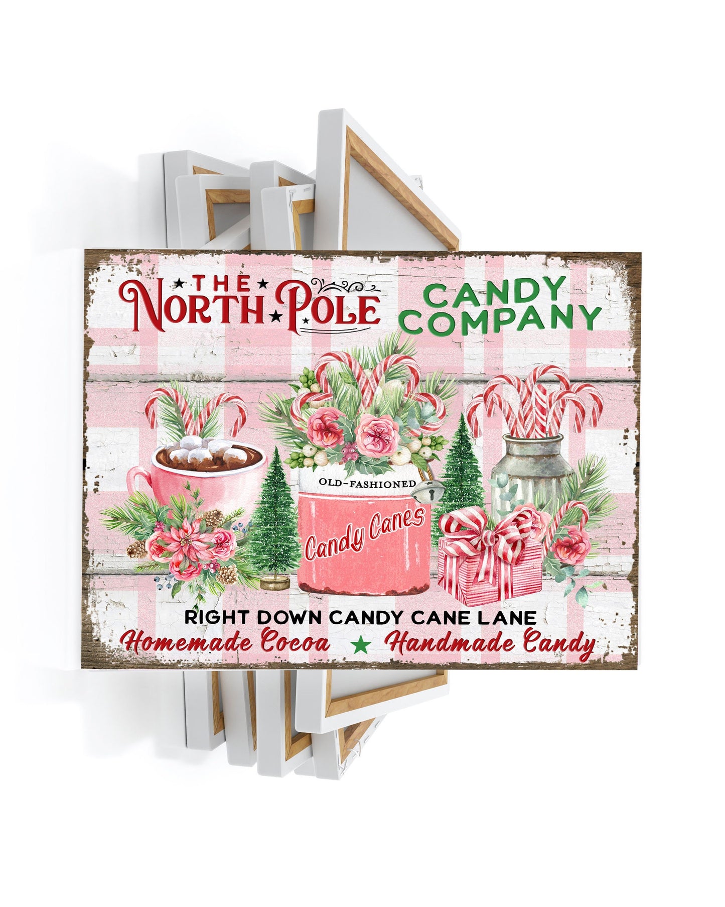 20x16 Pink North Pole Candy Co Christmas Wall Art Canvas Print