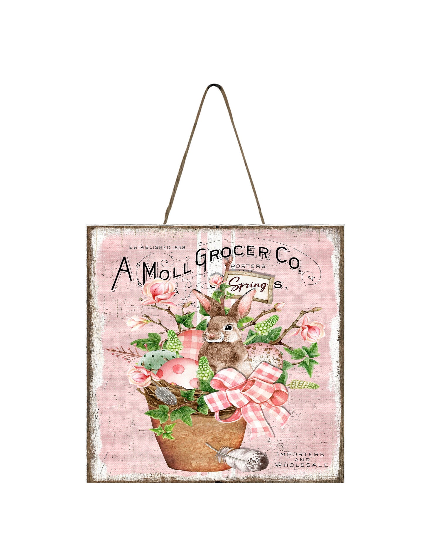 Spring Bunny Easter Printed Handmade Wood Mini Sign Kitchen Sign