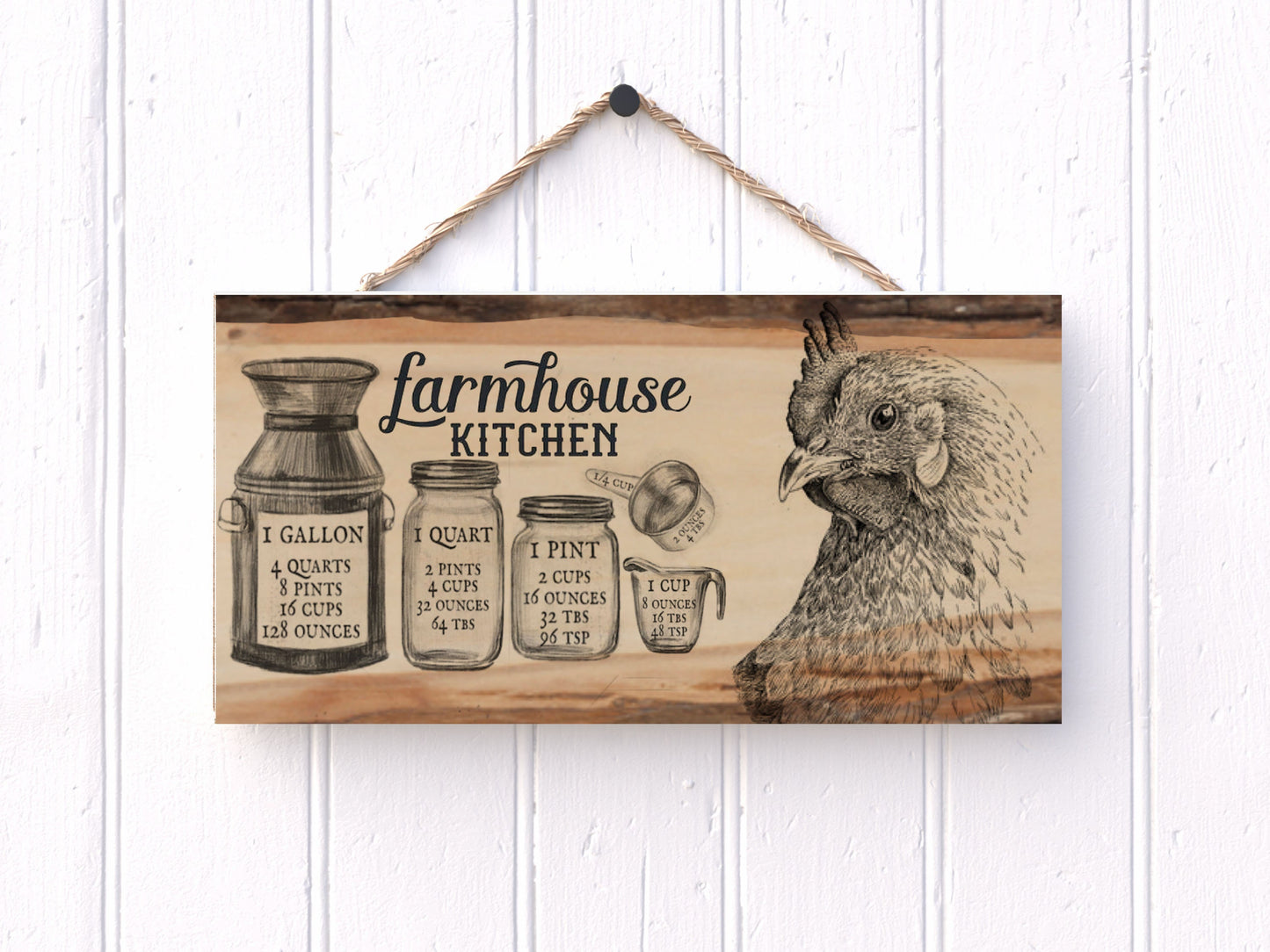 Farmhouse Kitchen Measurements Printed Handmade Wood Sign