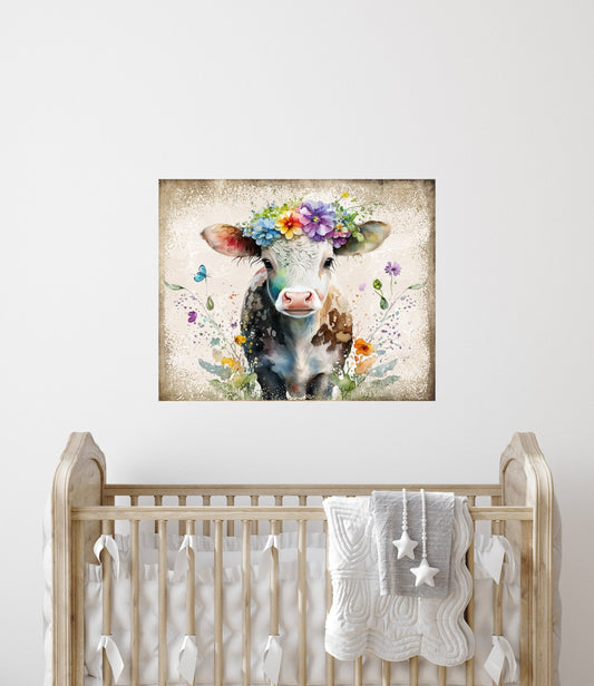 20x16 Floral Calf Nursery Wall Art Canvas Print