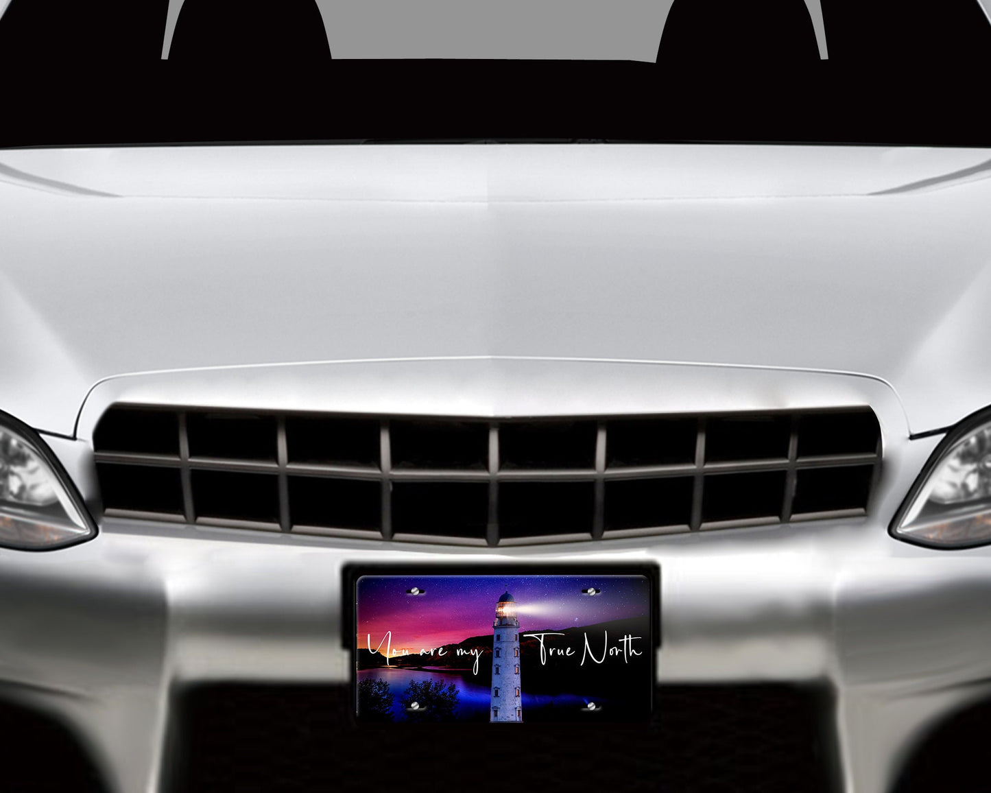 True North Lighthouse Vanity Decorative Front License Plate - Cute Car License Plate Made in USA - Aluminum Metal Plate Front Plate for Car
