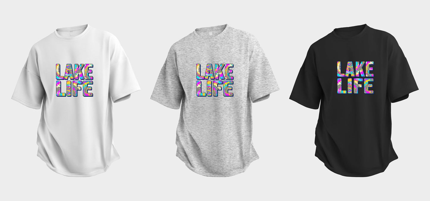 Lake Life, Tshirt, Lake Summer, Graphic T's 100% Cotton Black White or Gray
