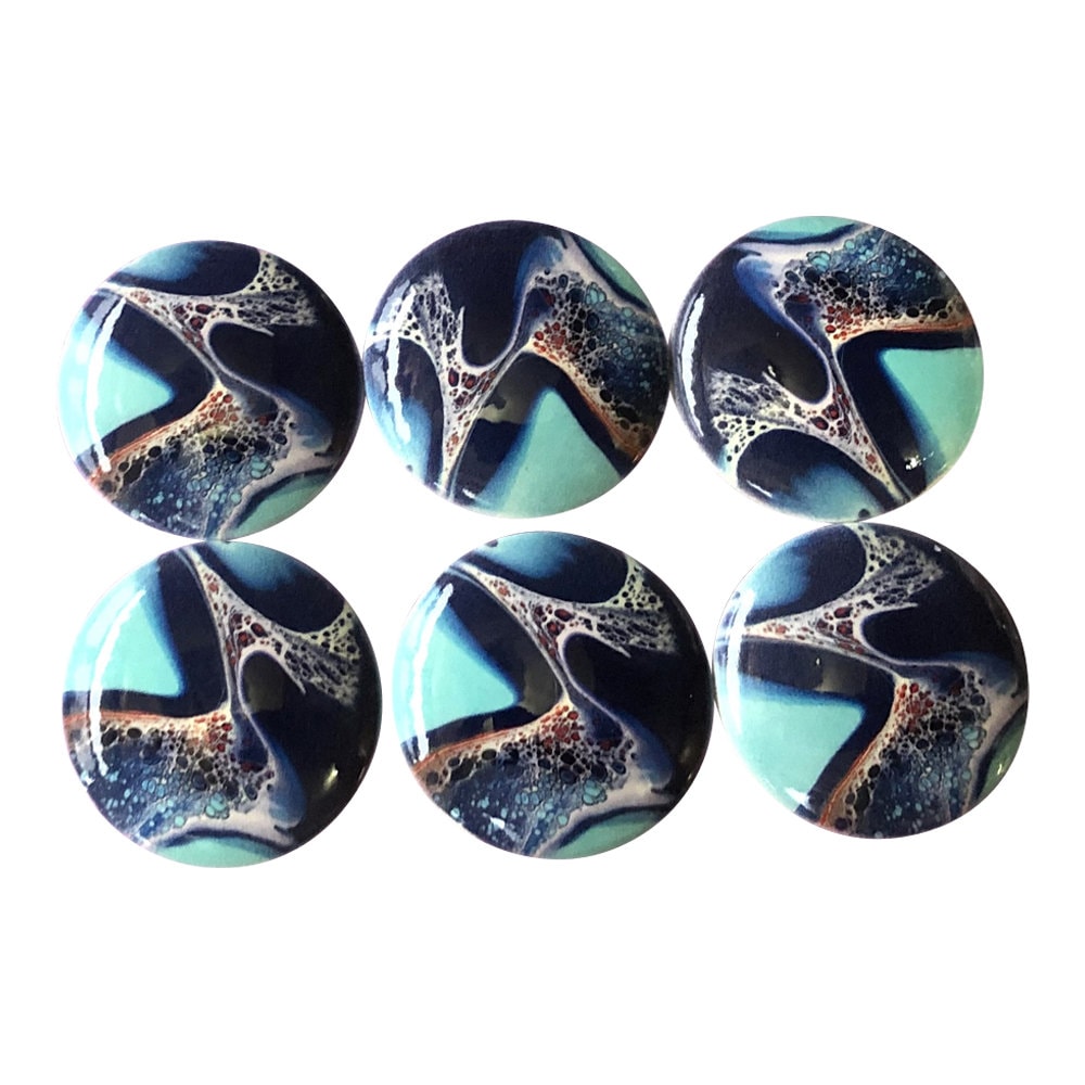 Juego de 6 perillas de cajón con estampado de madera de onda de arrecife, tirador de cajón