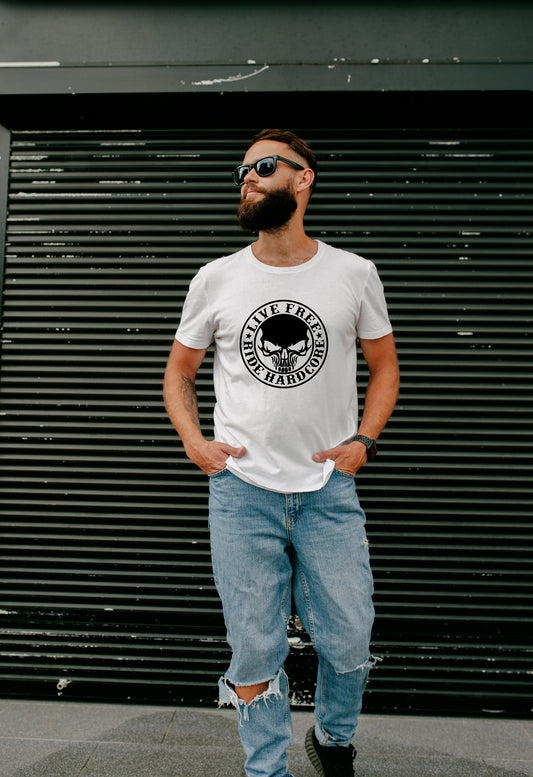 Ride Hardcore T shirt, T Shirt, Patriotic Motorcycle Tshirt, Graphic T's  100% Cotton Black White or Gray, Tee