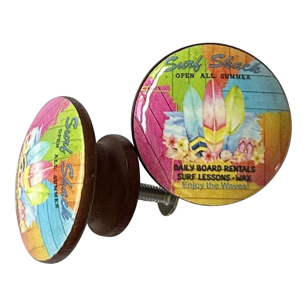 Beach Cabinet Knobs, Set of 6 Surf Shack Beach Coastal Wood Cabinet Knobs, Drawer Knobs and Pulls, Kitchen Cabinet Knobs, Nautical Decor,