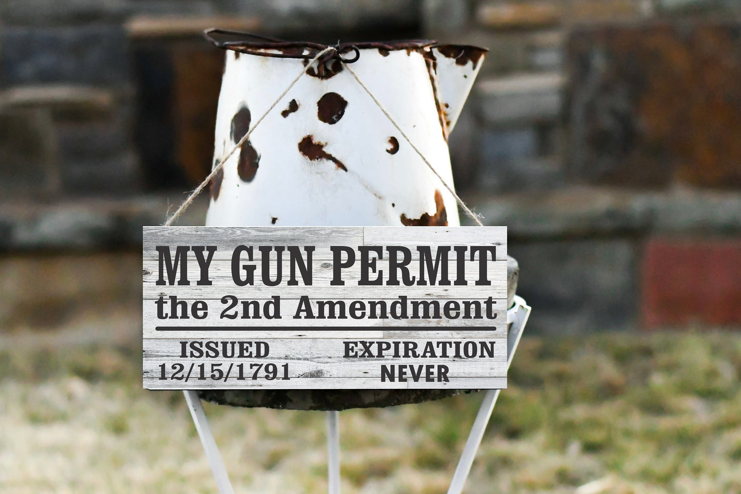 My Gun Permit Never Expires Hanging Wall Sign Wood Home Decor, 2nd Amendment