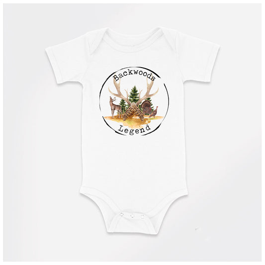 New Release, Baby Bodysuit, Backwoods Legend Romper, One Piece Baby Suit, Baby Gift, Long / Short Sleeve, 0-18 Months size