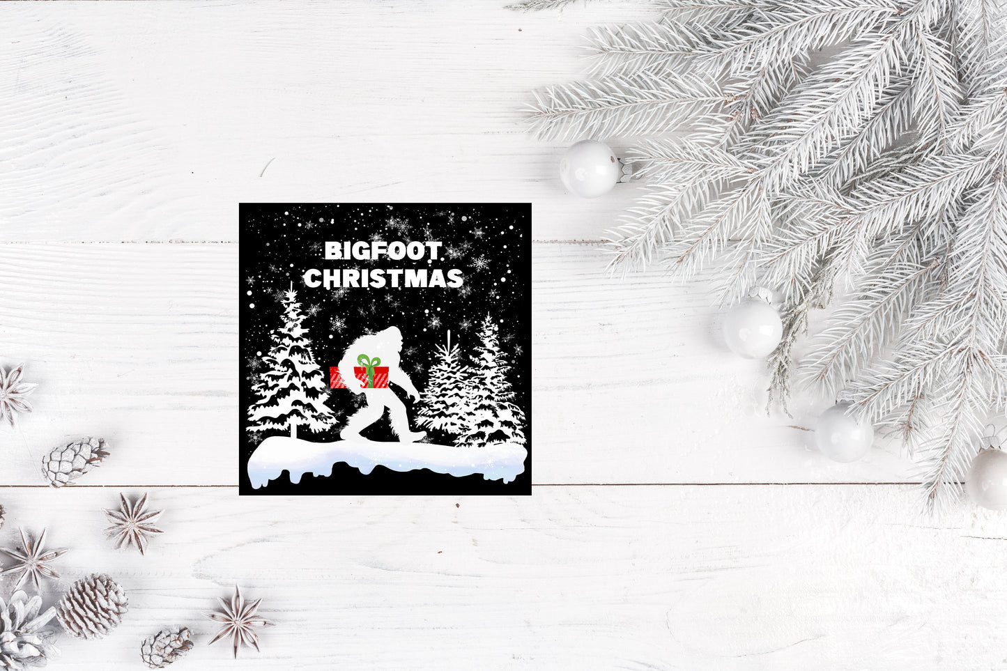 New Release, Christmas Ornament, Black and White Bigfoot Christmas, Tier Tray Decor, Wreath Sign, Mini Sign, Door Hanger