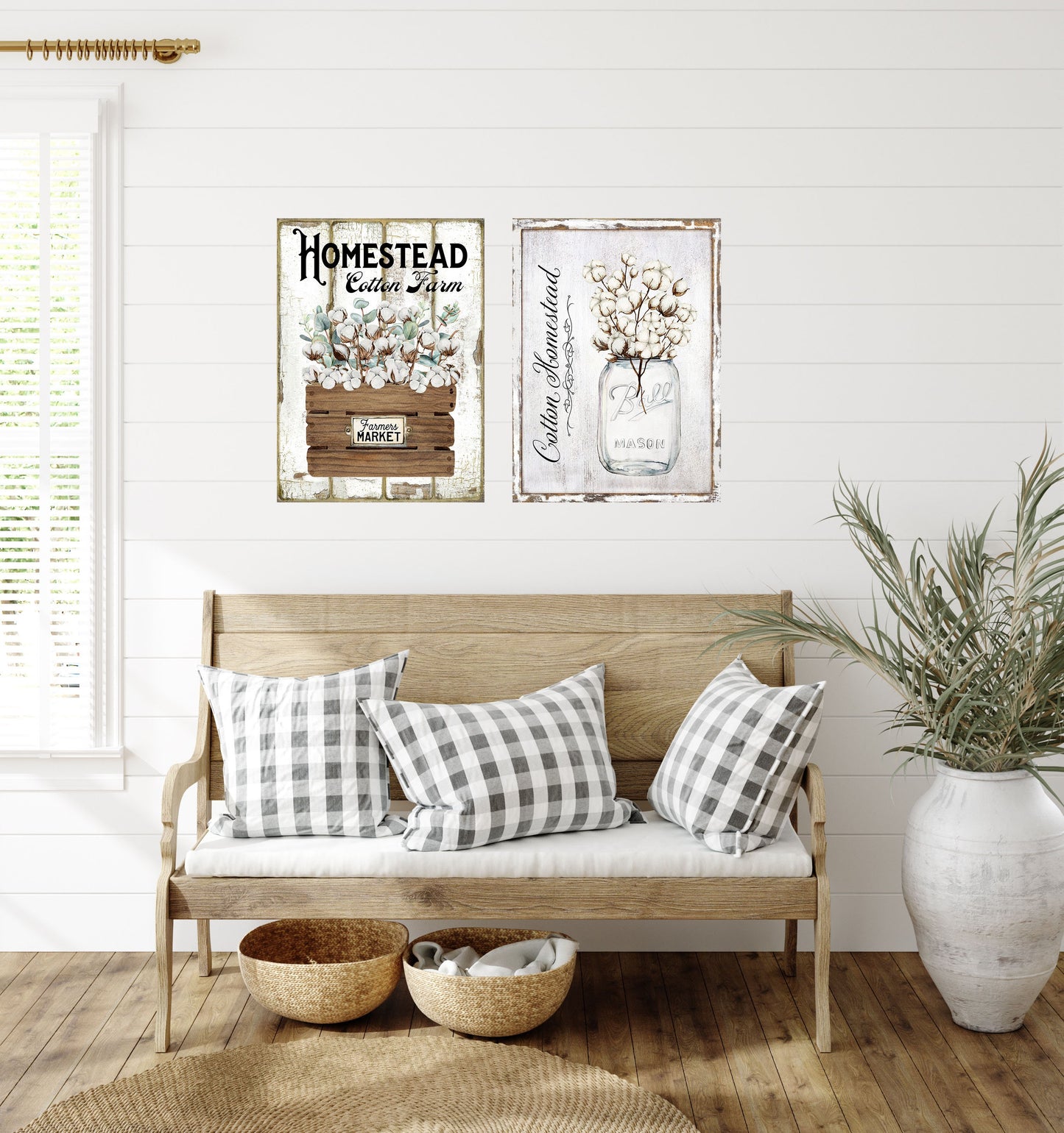 Set of 2 Farmhouse Cotton Canvas Prints