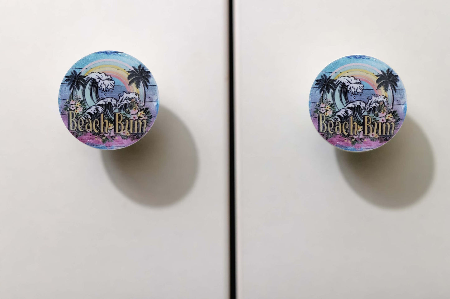 Set of 6 Vintage Beach Bum Coastal Wood Cabinet Knobs