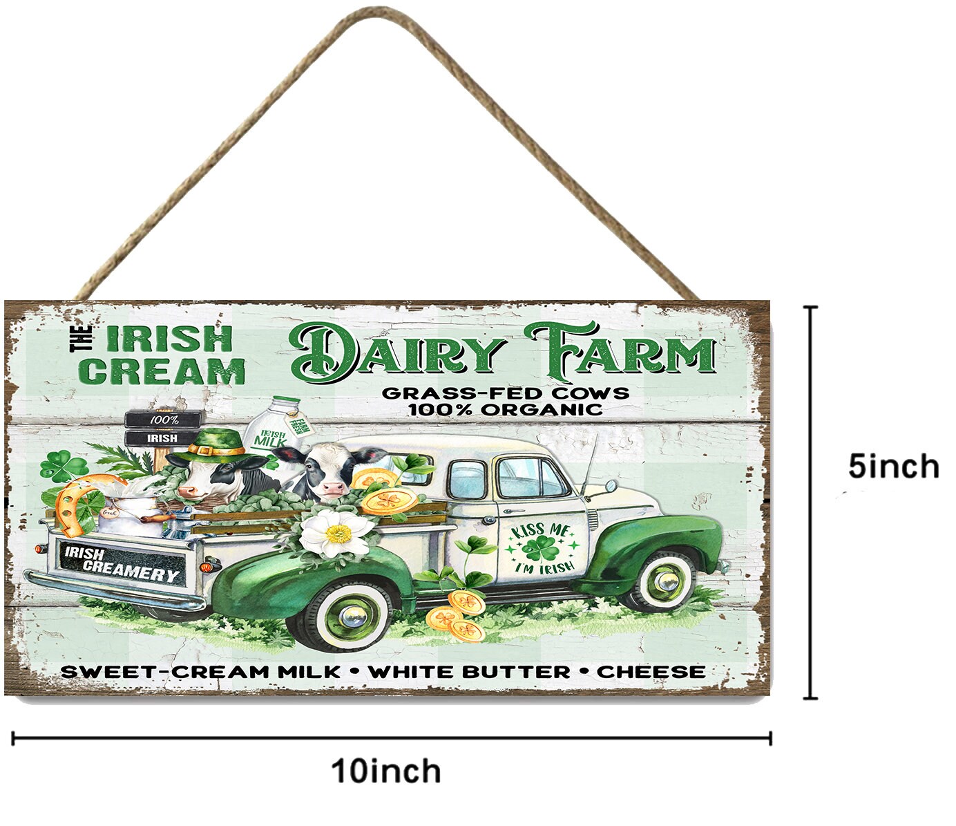 Irish Cream Dairy Farm Twisted R Design Farmhouse Wood Sign, Wood Decorative Wall Signs Wood Wall Decor Hanging Wall Sign