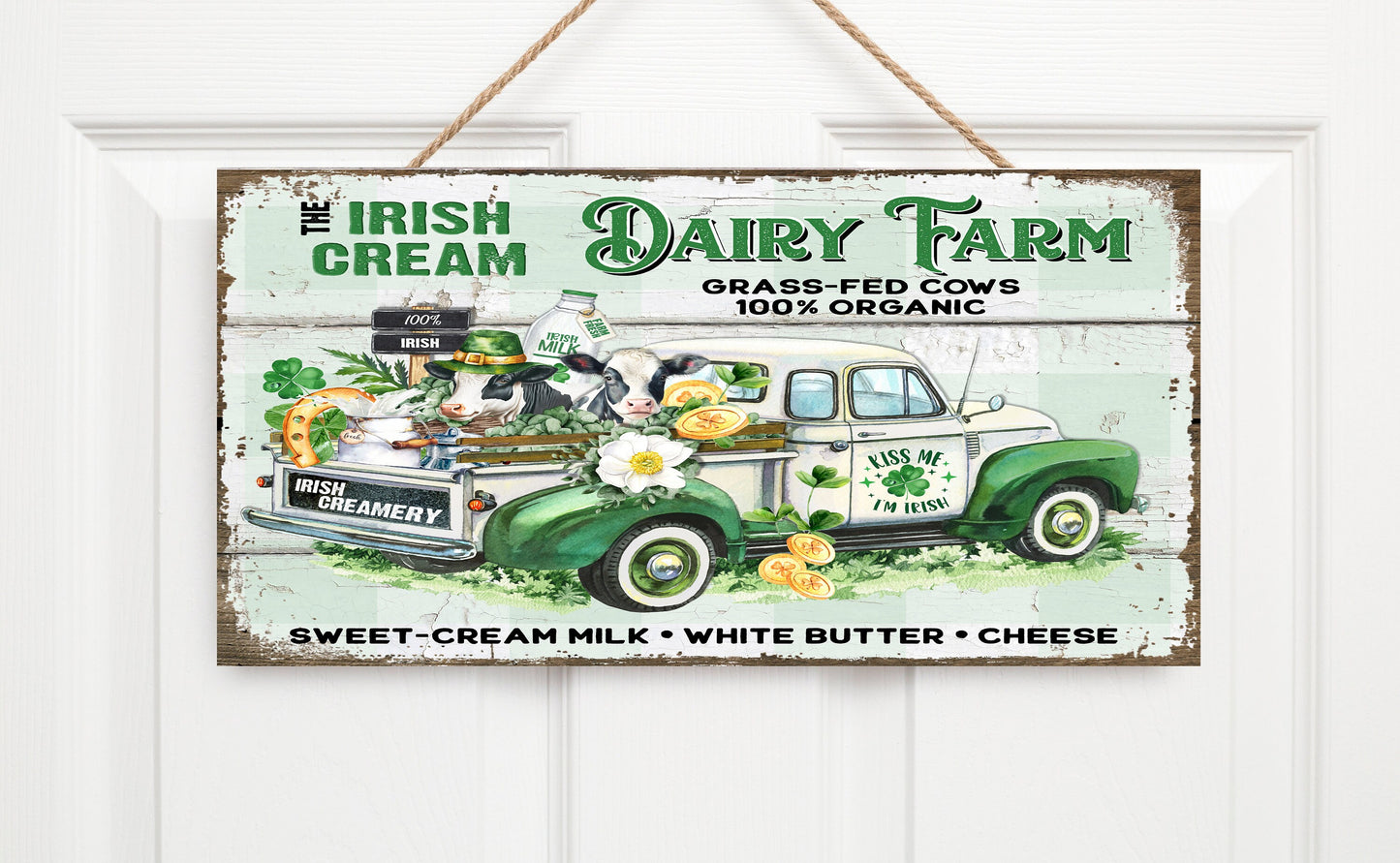 Irish Cream Dairy Farm Twisted R Design Farmhouse Wood Sign, Wood Decorative Wall Signs Wood Wall Decor Hanging Wall Sign