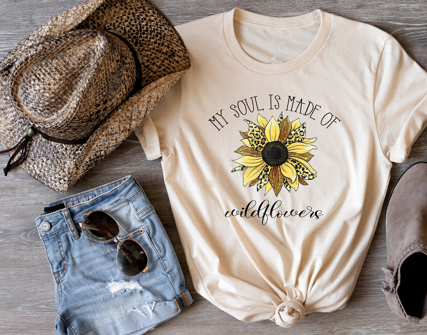 My Soul is Made of Wildflowers T Shirt, Tshirt, Graphic T's  100% Cotton Tee, Western