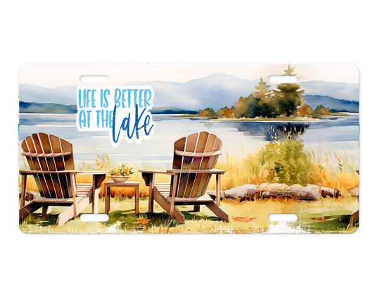 Life is Better at the Lake Printed Aluminum Front License Plate, Car Accessory, Vanity Plate, Cute Car Tag