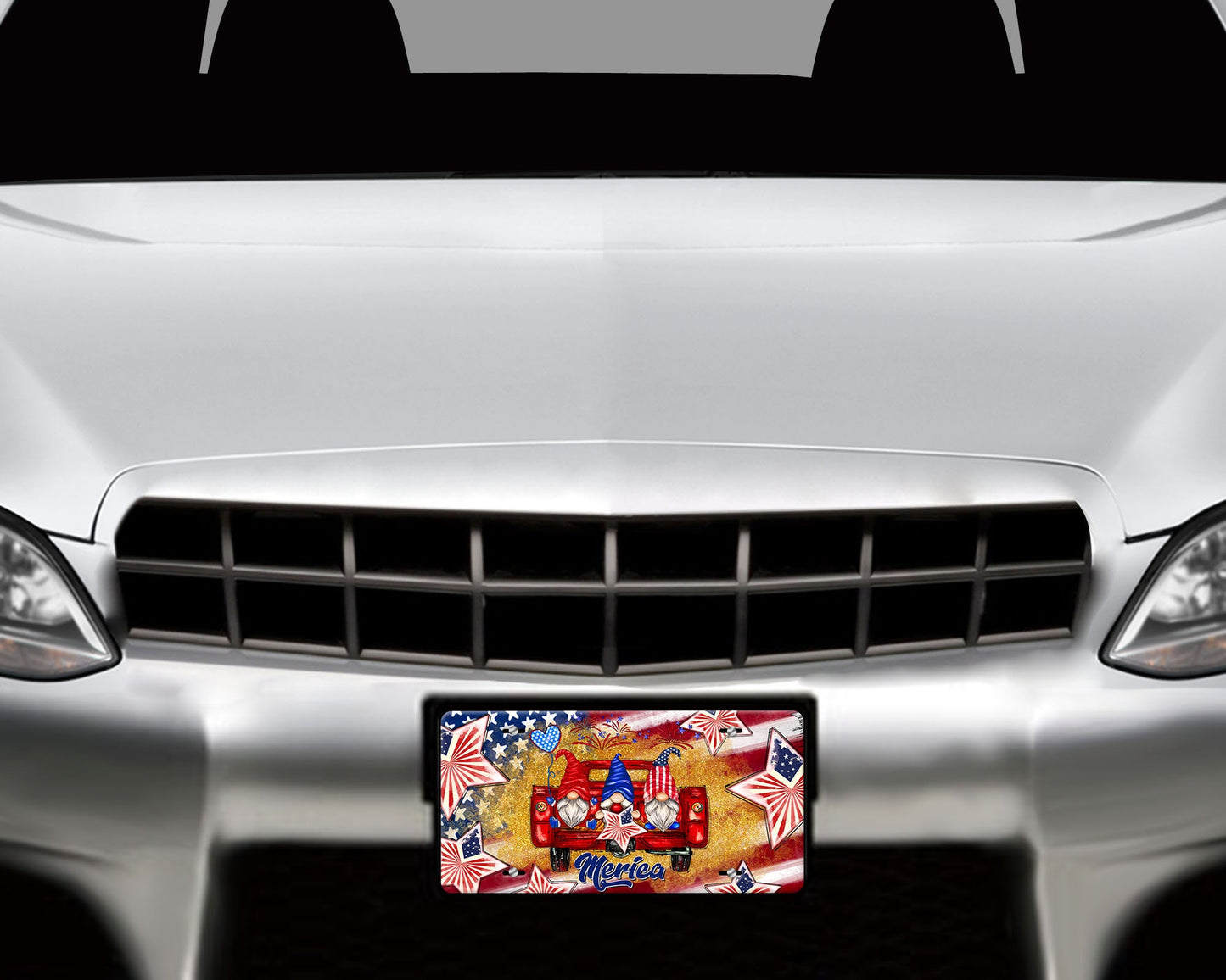 Merica Gnomes Printed Aluminum Front License Plate, Car Accessory, Vanity Plate, Cute Car Tag