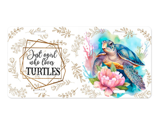 Just a Girl Who Loves Turtles Aluminum Vanity License Plate Car Accessory Decorative Front Plate