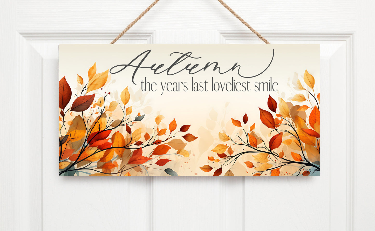 Autumn the Year's Last Best Smile Decor Printed Handmade Wood Sign, Wreath Sign, Door Hanger, Fall Wall Sign