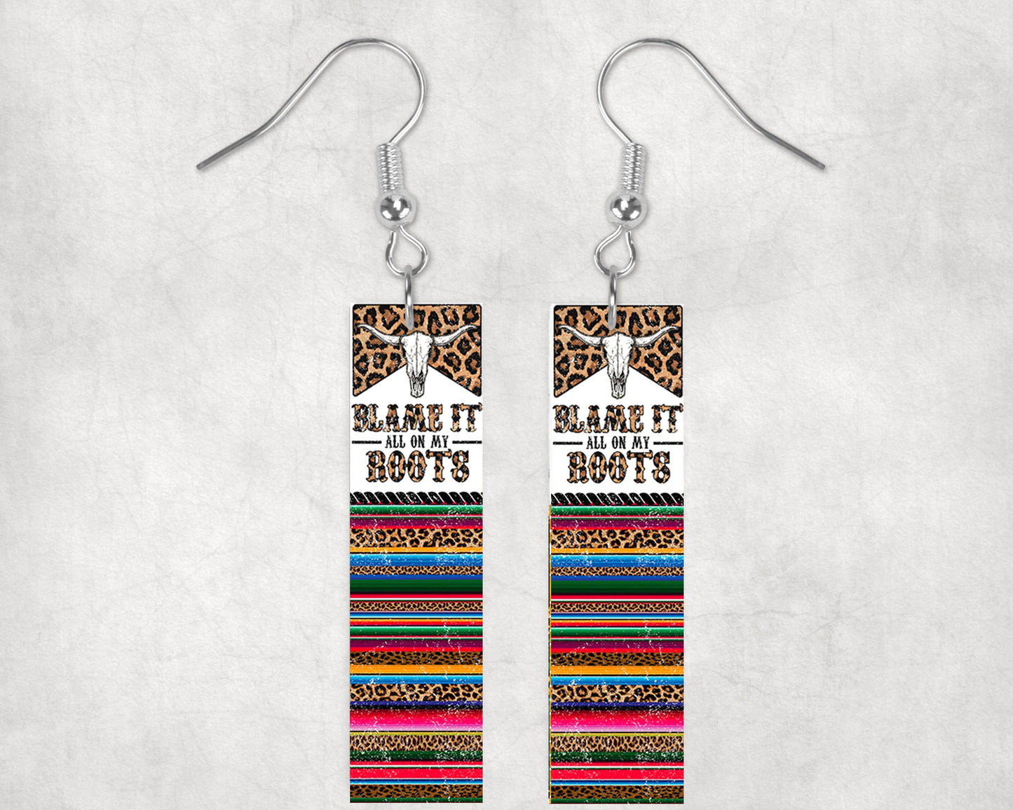 Blame it All on My Roots Printed Wood Dangle Earrings Hypoallergenic Jewelry Handmade