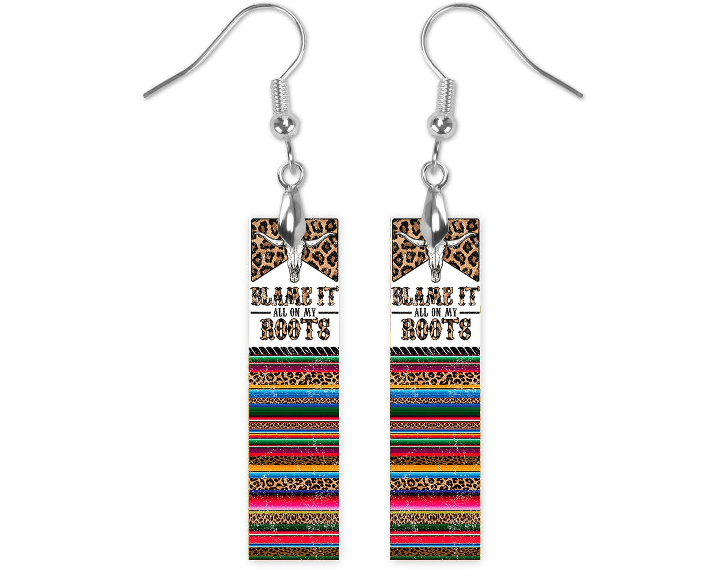 Blame it All on My Roots Printed Wood Dangle Earrings Hypoallergenic Jewelry Handmade