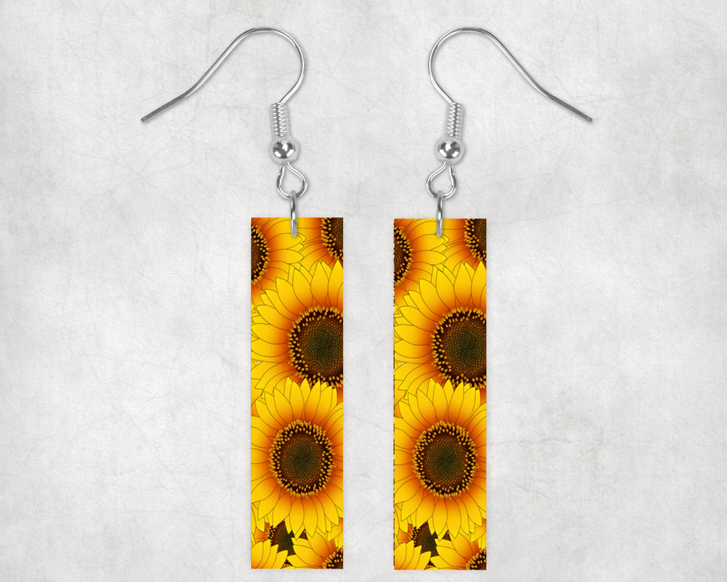 Earrings, Sunflowers Bar Dangle Printed Earrings Jewelry Handmade