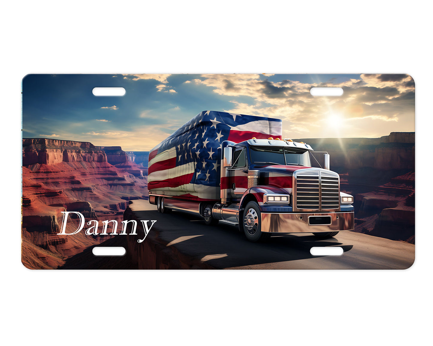 Vanity License Plate, American Trucker Aluminum Front License Plate, Car Accessory,