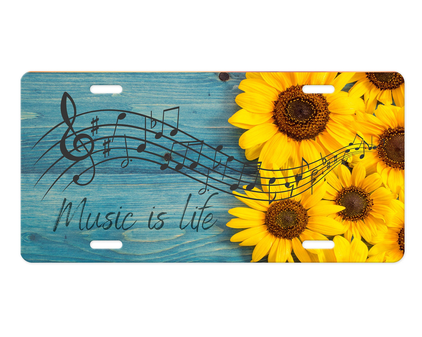 Vanity Front License Plate, Music is Life Aluminum Vanity License Plate Car Accessory Decorative Front Plate