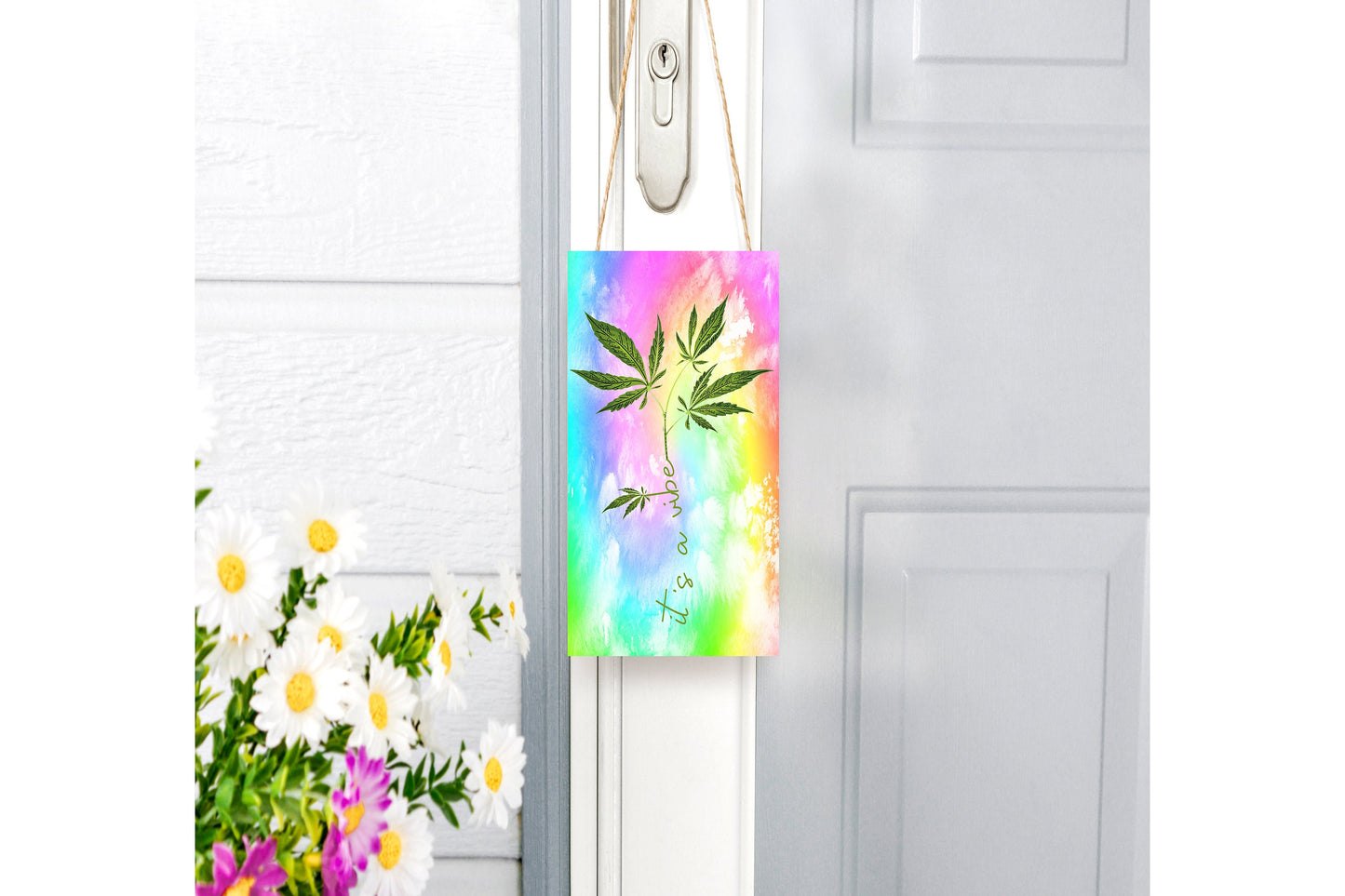 It's A Vibe Marijuana Hanging Wall Sign Wood Home Decor, Stoner Gift, Hippie Decor,