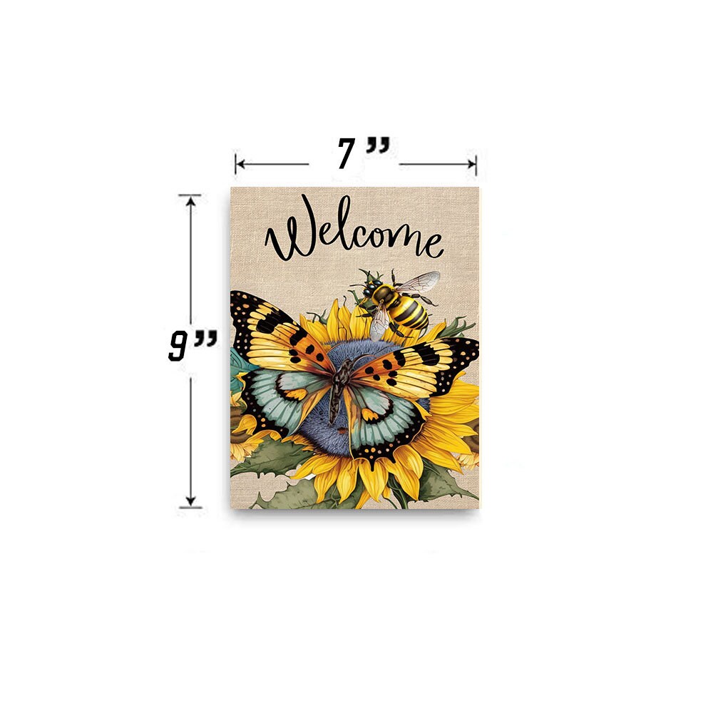 Wall Decor, Welcome Sign,  Butterfly Bee Welcome Farmhouse Decor Printed Handmade Wood Sign Door Hanger Sign