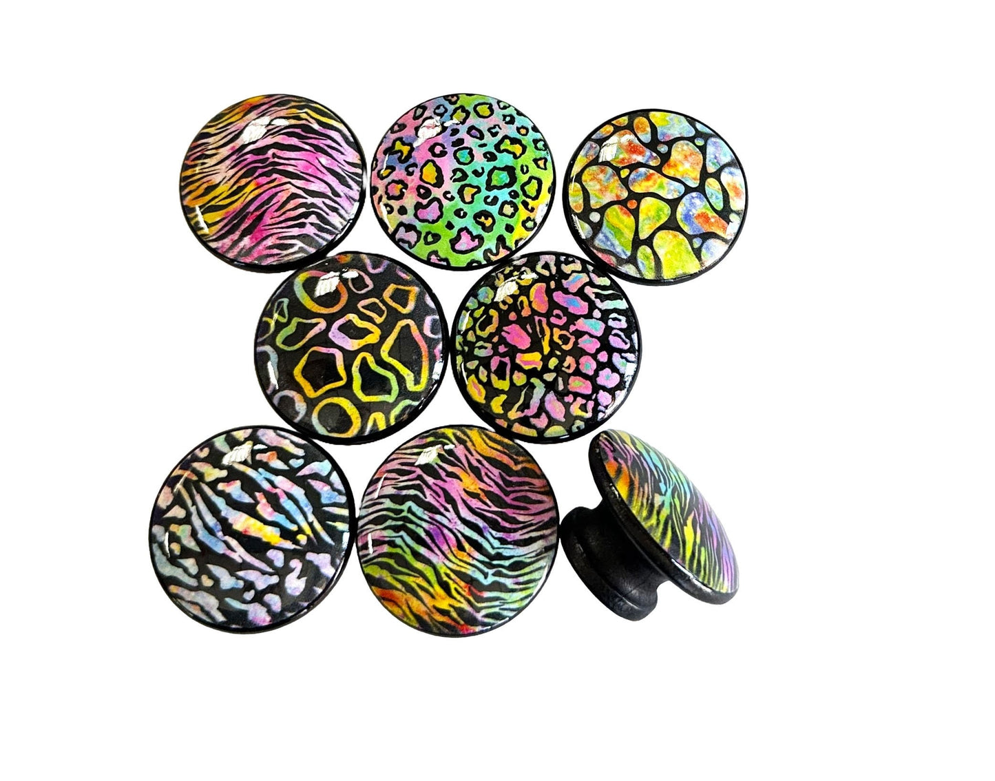 Cabinet and Drawer Knobs, Set of 8 Rainbow Animal Print, Cabinet Knobs Drawer Knobs and Pulls, Kitchen Cabinet Knobs,