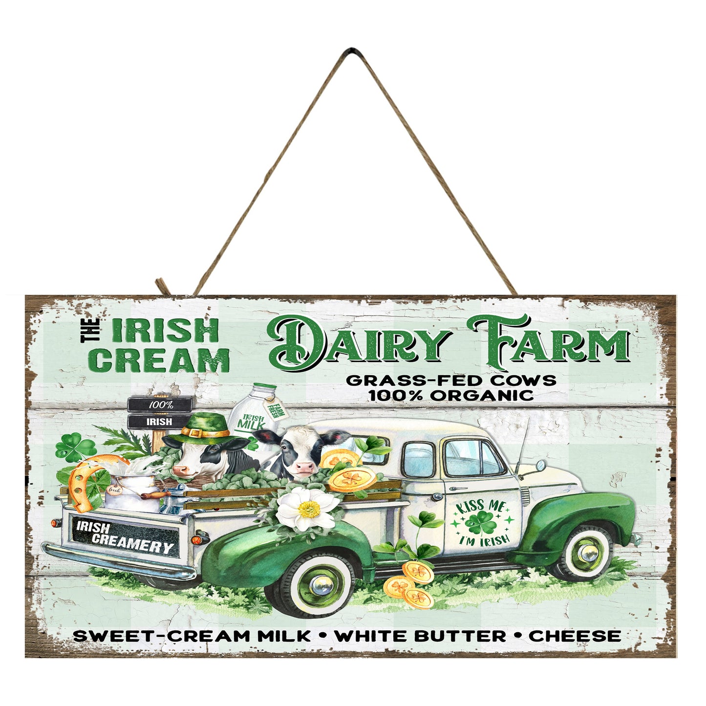 Irish Cream Dairy Farm Twisted R Design Farmhouse Wood Sign, Wood Decorative Wall Signs Wood Wall Decor Hanging Wall Sign