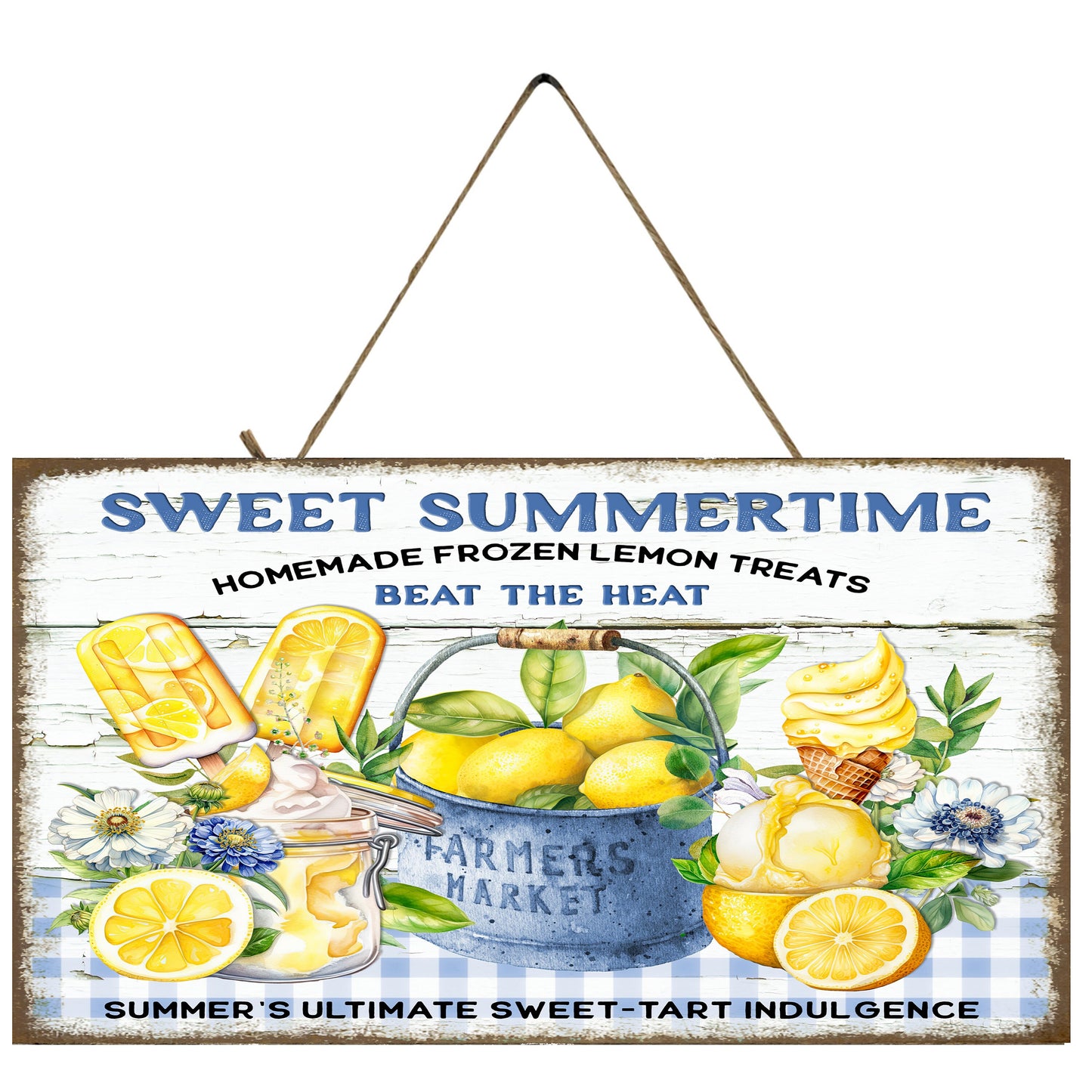 Sweet Summer Time Lemons Twisted R Design Farmhouse Wood Sign, Wood Decorative Wall Signs Wood Wall Decor Hanging Wall Sign