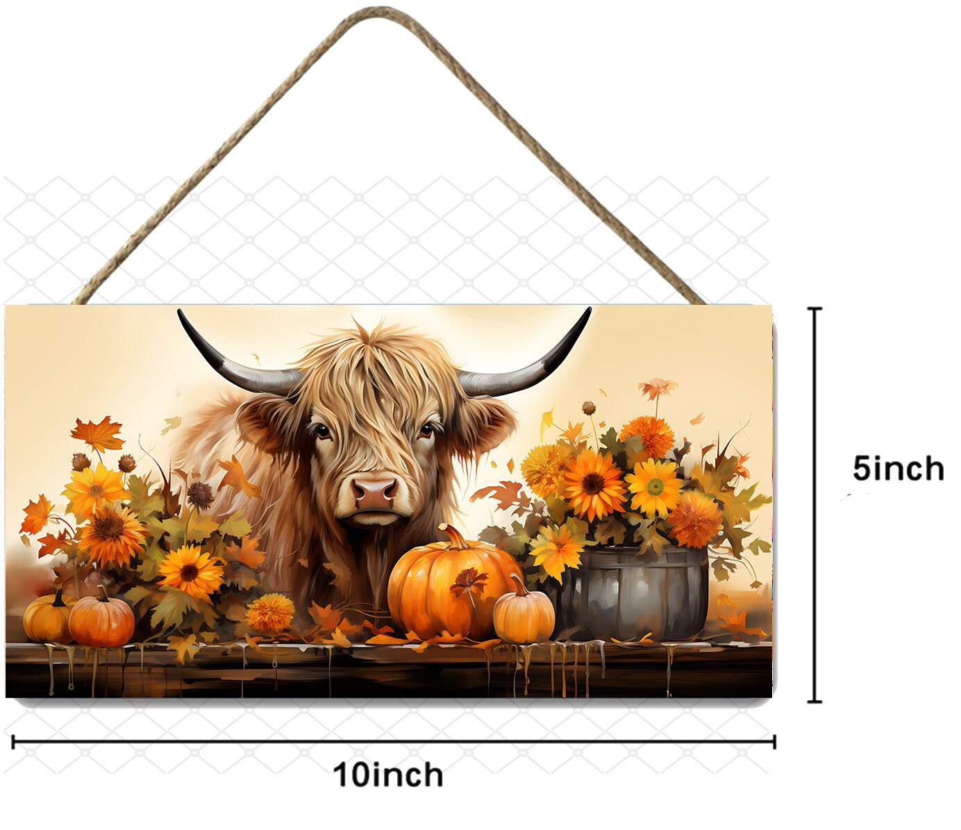 Fall Highland Cow Decor Printed Handmade Wood Sign, Wreath Sign, Door Hanger, Fall Wall Sign