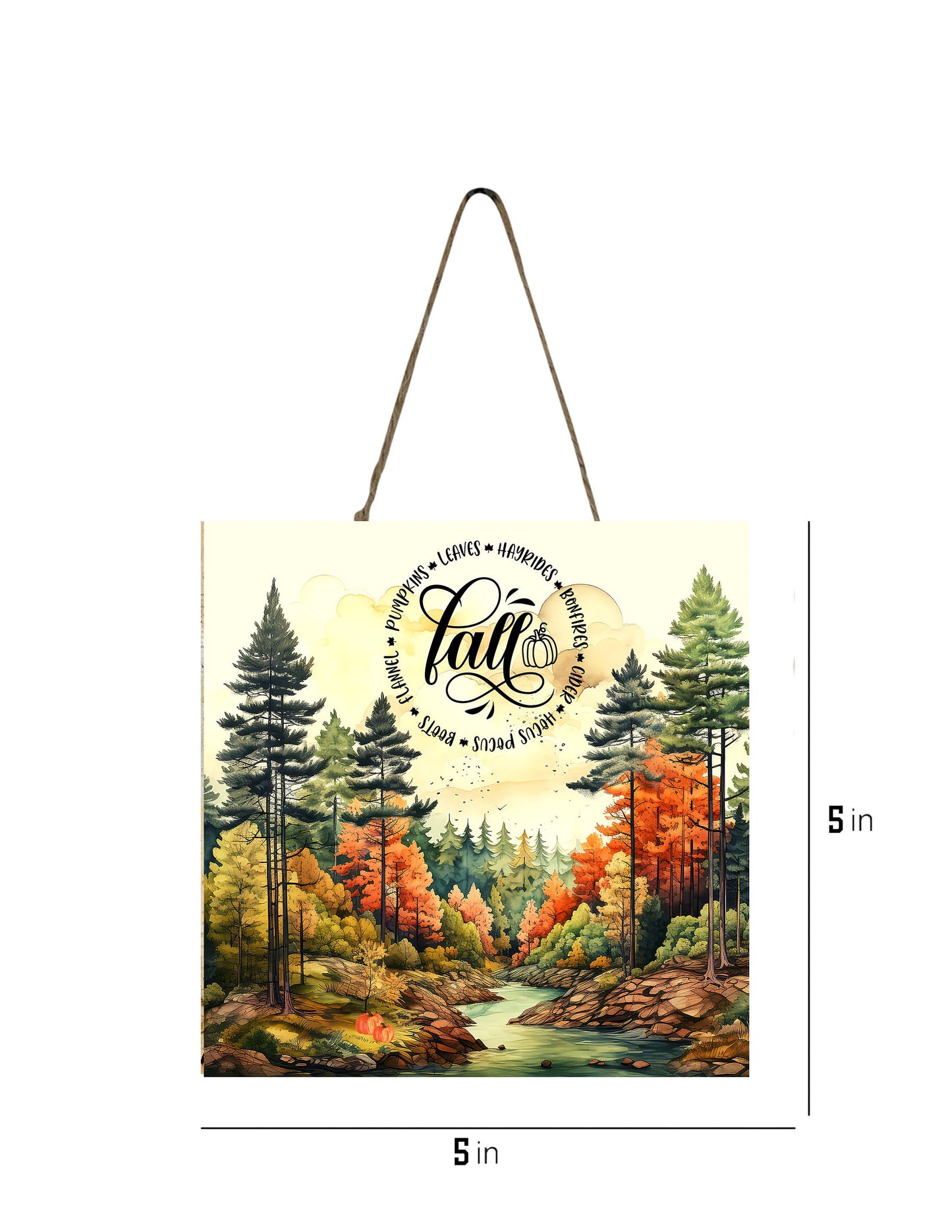 Fall Forest Hanging Wall Mini Sign Wood Home Decor, Door Hanger, Wreath Sign