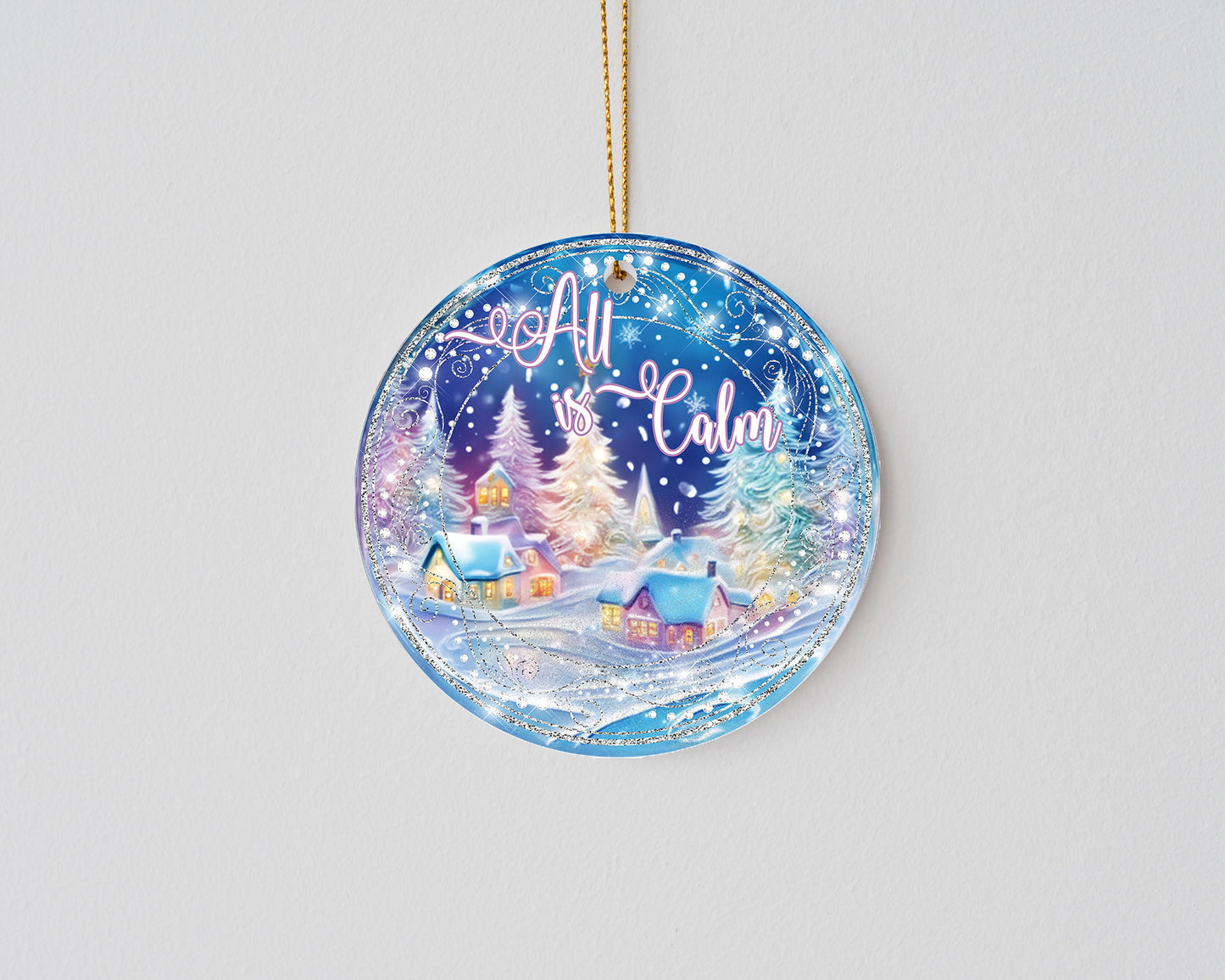 Christmas Ornament, All is Calm Ceramic Christmas Ornament