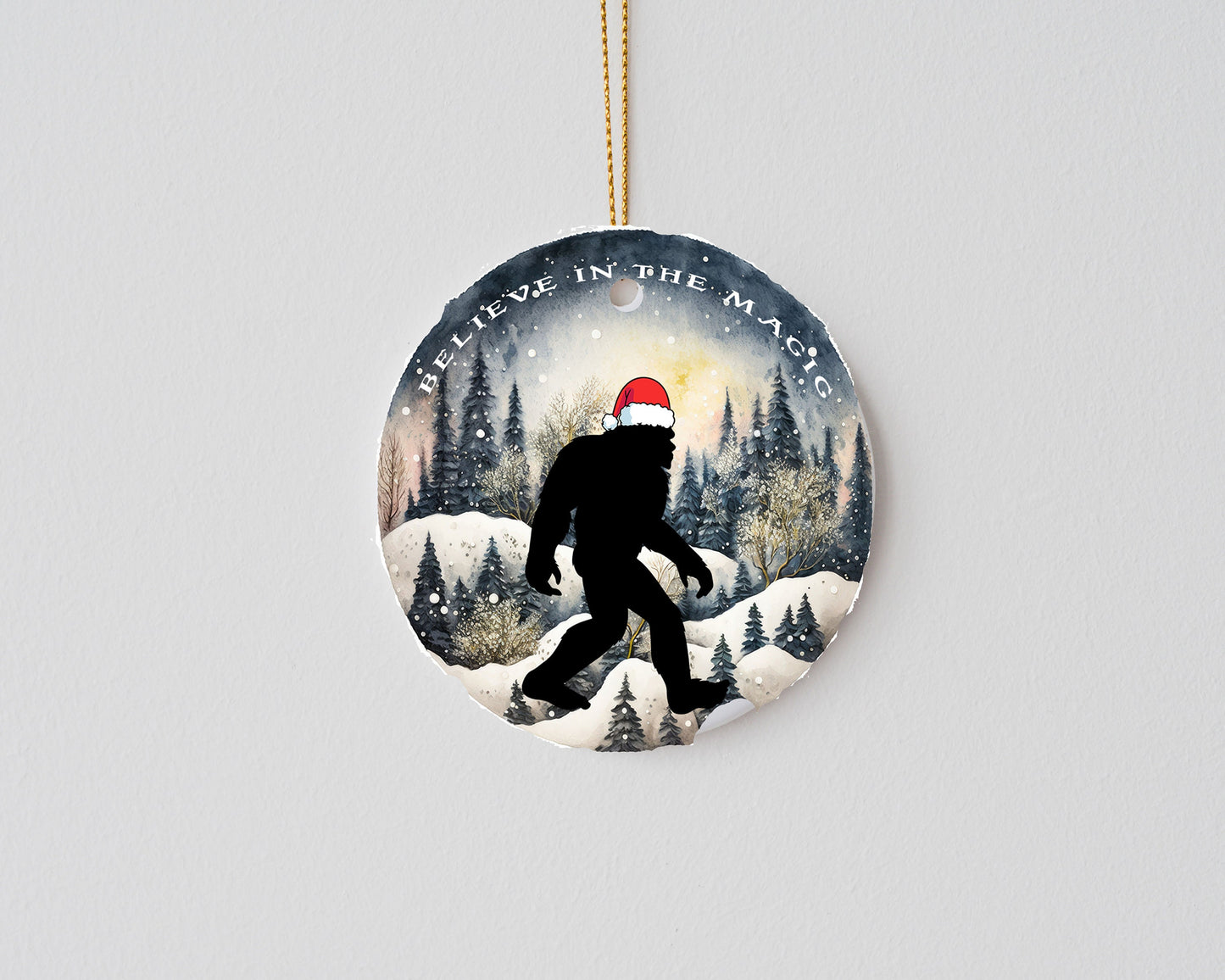 Christmas Ornament, Bigfoot Believe in the Magic Ceramic Christmas Ornament