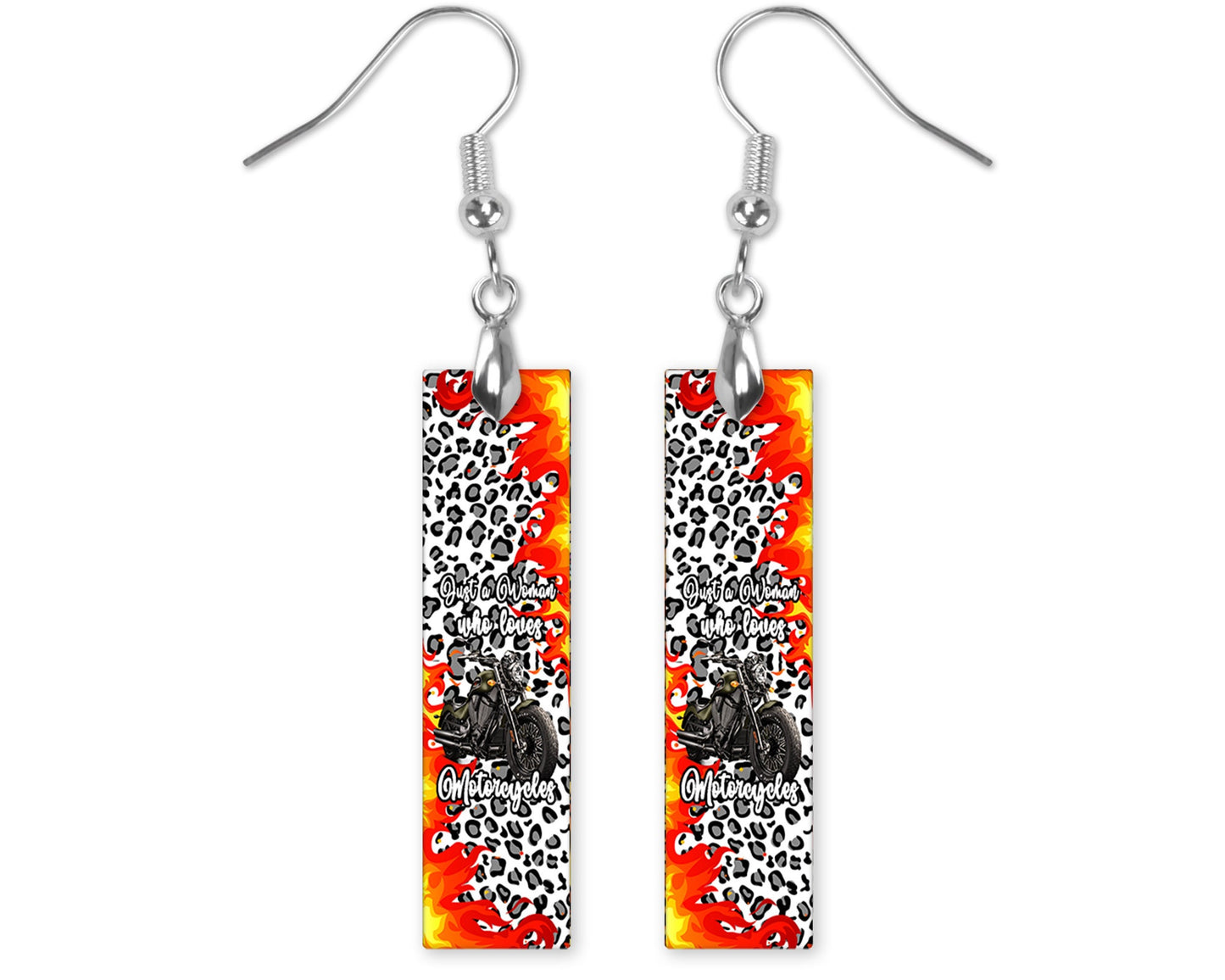 Just a Girl Who Loves Motorcycles Printed Wood Dangle Earrings Hypoallergenic Jewelry Handmade