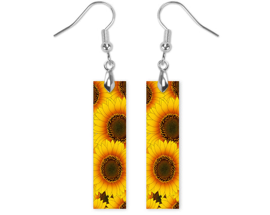 Earrings, Sunflowers Bar Dangle Printed Earrings Jewelry Handmade