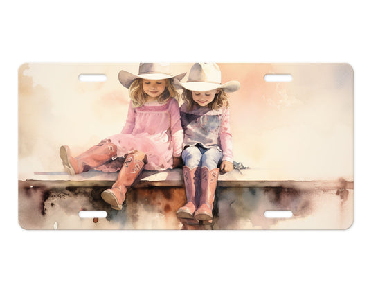 Vanity License Plate, Cowgirl Friends Printed Aluminum Front License Plate, Car Accessory, Vanity Plate, Cute Car Tag