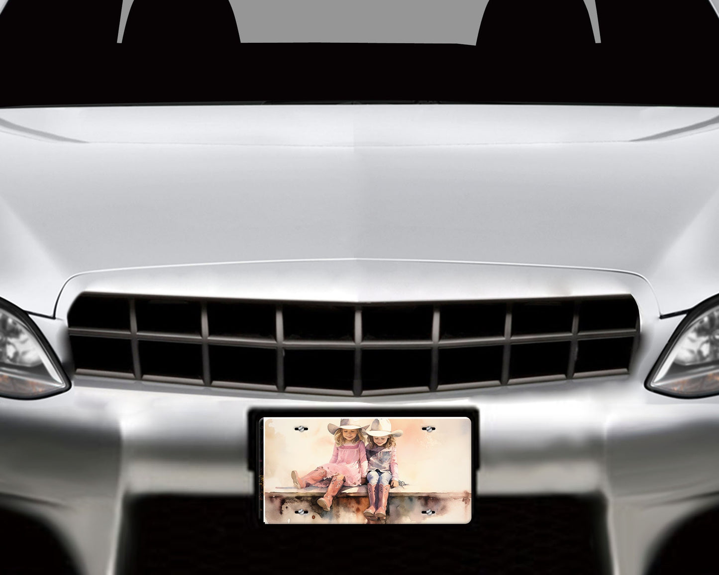 Vanity License Plate, Cowgirl Friends Printed Aluminum Front License Plate, Car Accessory, Vanity Plate, Cute Car Tag