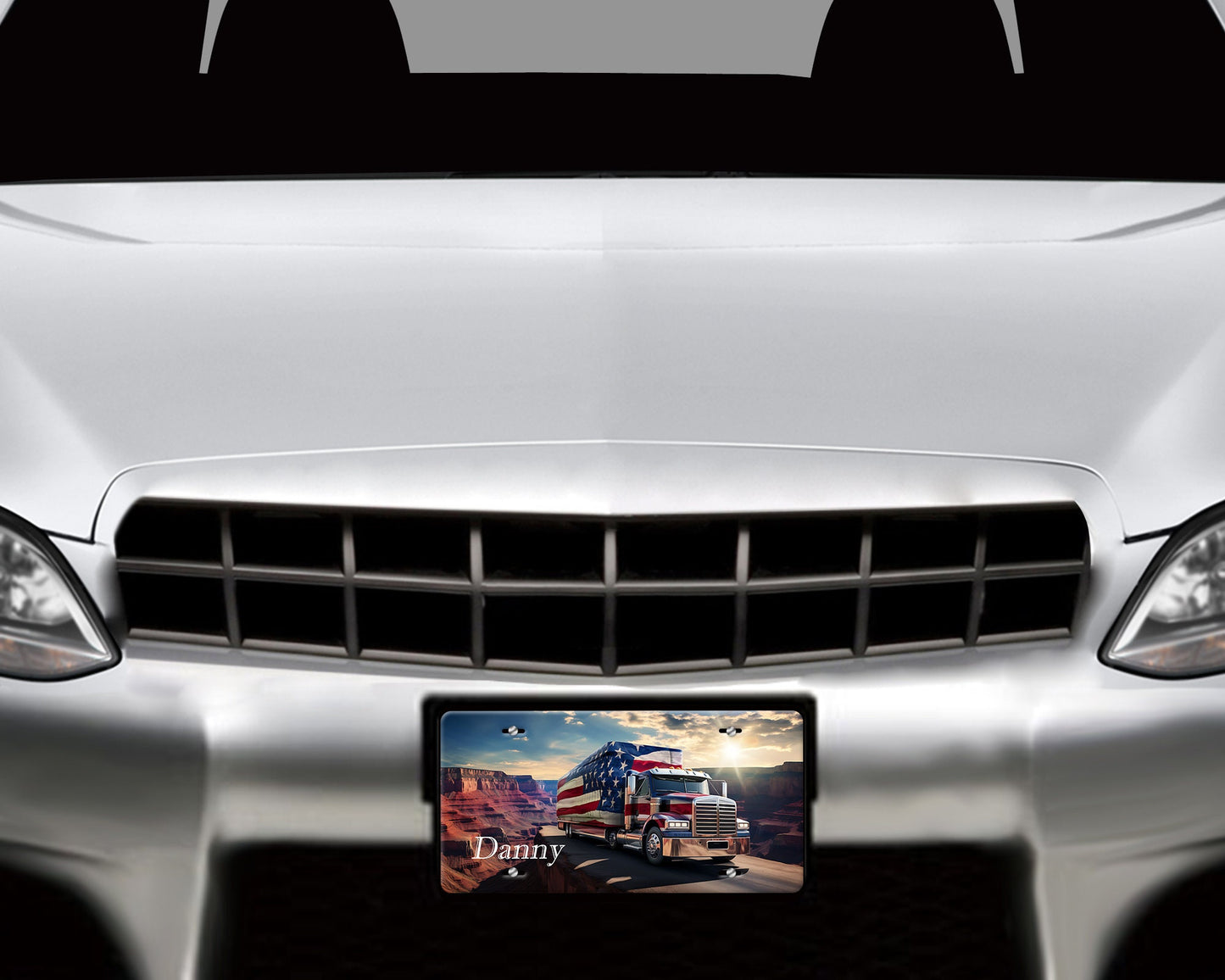 Vanity License Plate, American Trucker Aluminum Front License Plate, Car Accessory,