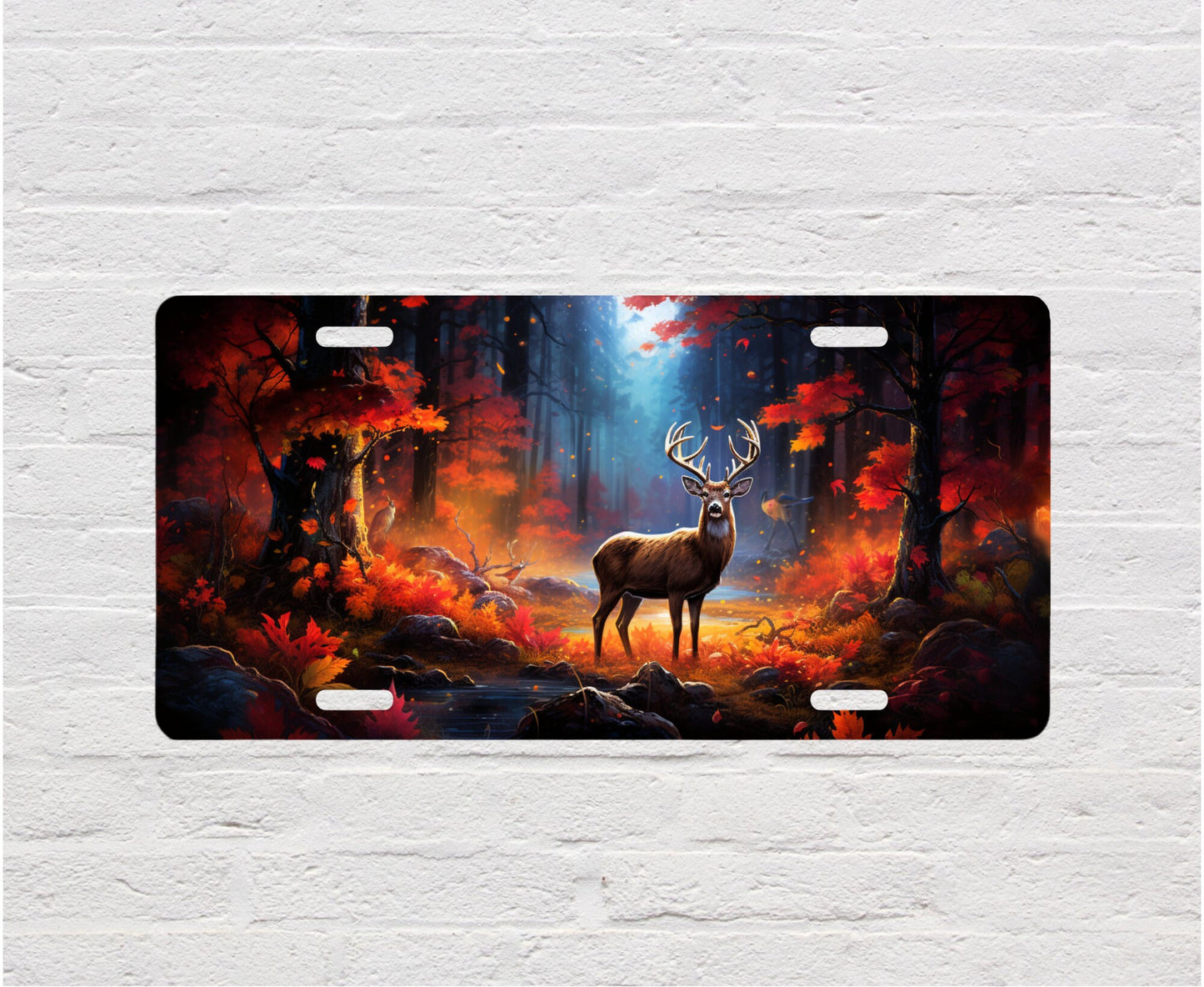 Vanity Front License Plate, Fall Deer Aluminum Vanity License Plate Car Accessory Decorative Front Plate